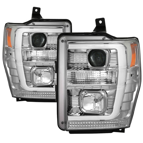 Spyder 08-10 Ford F-250 Ver 2 Proj Headlight - Switch Back Light Bar - Chrome - PRO-YD-FS08V2-SBLB-C - 5086211