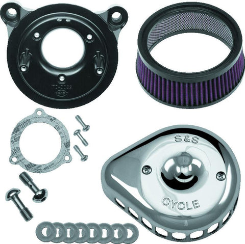 S&S Cycle 08-17 Touring/16-17 Softail Models Stealth Air Cleaner Kit w/ Chrome Mini Teardrop Cover - 170-0437