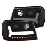 ANZO 2006-2009 Chevrolet Trailblazer Projector Headlights w/ Plank Style Design Black w/ Amber - 111390