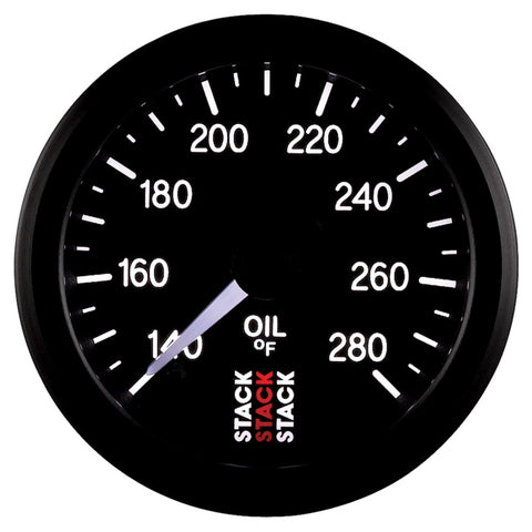 Autometer Stack 52mm 140-280 Deg F 1/8in NPTF Male Pro Stepper Motor Oil Temp Gauge - Black - ST3310