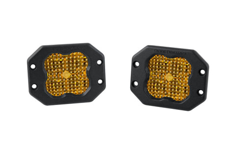 Diode Dynamics SS3 LED Pod Pro - Yellow Flood Flush (Pair) - DD6213P