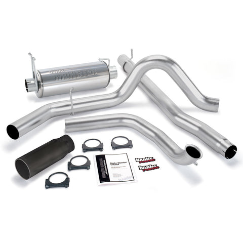 Banks Power 99 Ford 7.3L Truck w/Cat Conv Monster Exhaust System - SS Single Exhaust w/ Black Tip - 48655-B
