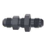 DeatschWerks 6AN Male Flare to 6AN Male Flare Bulkhead Adapter (Incl Nut) - Anodized Matte Black - 6-02-0708-B