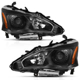 ANZO 2013-2015 Nissan Altima Projector Headlight Black Amber - 121549