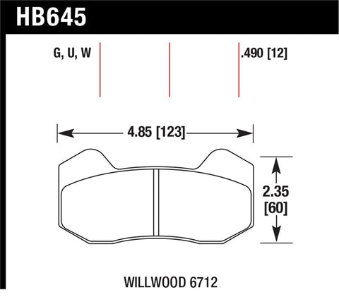 Hawk Wilwood DynaPro 6 (Type 6712) DTC-70 Brake Pads - HB645U.490