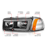 ANZO 99-17 GMC Sierra/Denali Headlights Black Amber (w/C Light Bars) - 111522