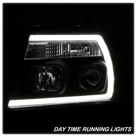 Spyder 04-08 Ford F-150 Projector Headlights - Light Bar DRL - Black PRO-YD-FF15004V2-LB-BK - 5084484