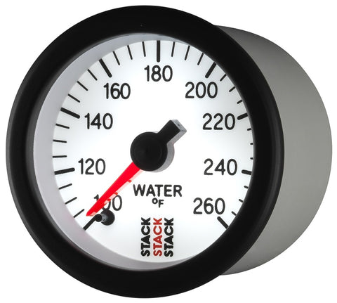 Autometer Stack 52mm 100-260 Deg F 1/8in NPTF Male Pro Stepper Motor Water Temp Gauge - White - ST3358