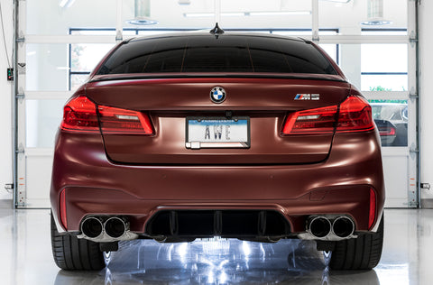 AWE Tuning 18-19 BMW M5 (F90) 4.4T AWD Axle-Back Exhaust - Track Edition (Chrome Silver Tips) - 3020-42069