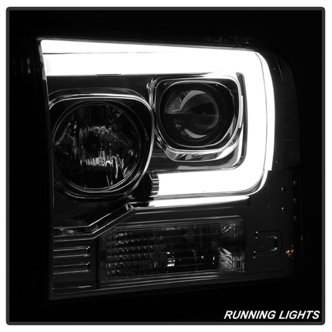 Spyder 05-07 Ford F250/350/450 SD Ver 2 Proj Headlights - Light Bar DRL - Black PRO-YD-FS05V2-LB-C - 5084682