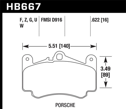 Hawk 02-05 Porsche 911 Carrera 4 Turbo Look/Carrera 4S Front HPS Street Brake Pads - HB667F.622