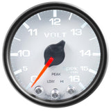Autometer Spek-Pro Gauge Voltmeter 2 1/16in 16V Stepper Motor W/Peak & Warn Wht/Blk - P34412