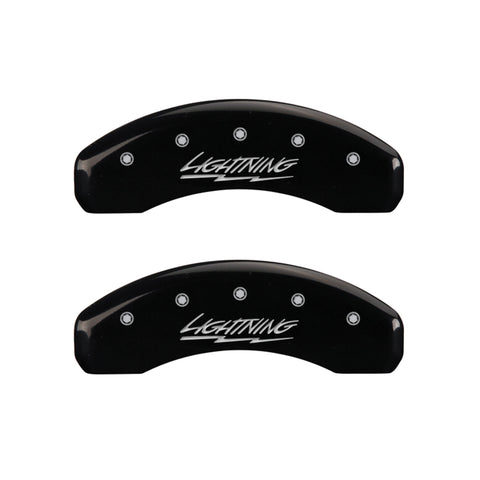 MGP 4 Caliper Covers Engraved Front & Rear Lightning Black finish silver ch - 10021SLTGBK