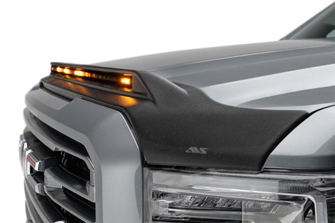 AVS 19-22 GMC Sierra 1500 Aeroskin Low Profile Hood Shield w/ Lights - Black - 753167