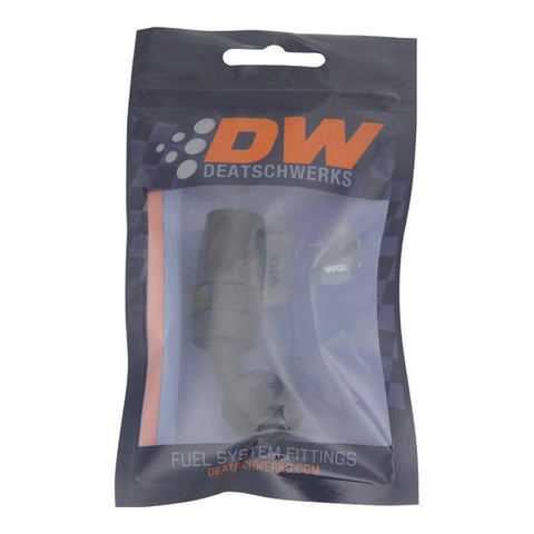 DeatschWerks 6AN Female Swivel 45-Degree Hose End CPE - Anodized Matte Black - 6-02-0802-B