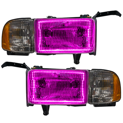 Oracle 94-02 Dodge Ram Pre-Assembled Halo Headlights - ColorSHIFT w/ Simple Controller - 8167-504