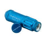 NRG 700 Series M12 X 1.5 Steel Lug Nut w/Dust Cap Cover Set 21 Pc w/Locks & Lock Socket - Blue - LN-LS700BL-21