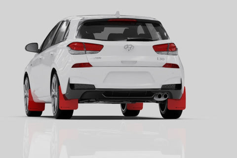 Rally Armor 19-21 Hyundai Elantra GT N Line/i30 White UR Mud Flap w/Black Logo - MF59-UR-WH/BLK