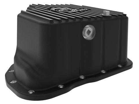 aFe 011-16 GM Diesel Trucks V8-6.6L LML Engine Oil Pan Black POWER Pro Series w/ Machined Fins - 46-71080B