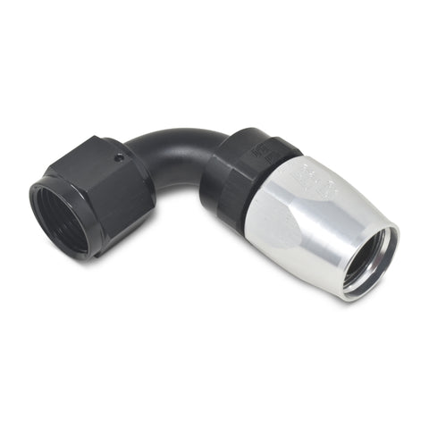 Russell Performance -10 AN Black/Silver 90 Degree Full Flow Hose End - 610183