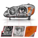 ANZO 2005-2008 Toyota Corolla Crystal Headlight Chrome Amber - 121540