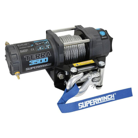 Superwinch 3500 LBS 12V DC 7/32 in x 32 ft Steel Rope Terra 3500 Winch - Gray Wrinkle - 1135260