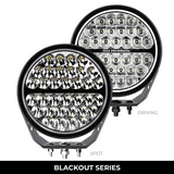 Go Rhino Xplor Blackout Series Round LED Sgl Driving Kit w/DRL (Surface/Thread Stud Mnt) 9in. - Blk - 751700911DRS