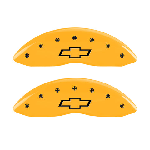 MGP Front set 2 Caliper Covers Engraved Front Bowtie Yellow finish black ch - 14221FBOWYL
