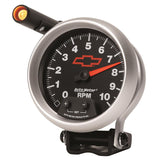 Autometer GM Red Bowtie Black 3-3/4in 0-10000 RPM Pedestal Mount Tachometer Quick-Lite - 3690-00406
