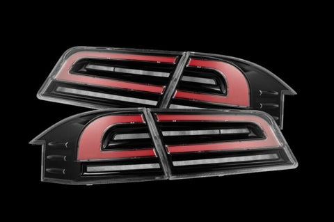 AlphaRex 12-21 Tesla Model S LUXX-Series LED Tail Lights - Black/Red (US Models Only) - 601130