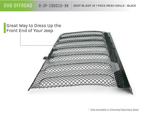 DV8 Offroad 2007-2018 Jeep JK Black Mesh Grille - D-JP-190010-BK
