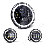 Letric Lighting 7in Led Black Full-Halo Indian - LLC-ILHK-7BH
