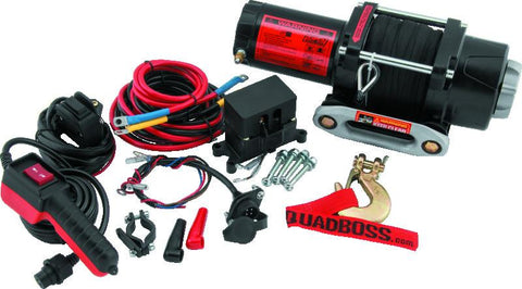 QuadBoss Winch Kit - 39ft x 3/16in Synthetic Rope - 3hp - Hawse Fairlead - Wired Remote - 2500lb - 608701