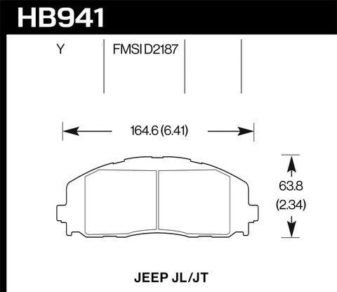Hawk 2018 Jeep Wrangler Rubicon LTS Street Front Brake Pads - HB941Y.712