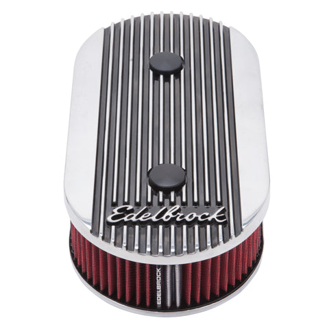 Edelbrock Air Cleaner Elite II Oval Dual-Quad Carbs 2 5In Red Element Polished - 4272