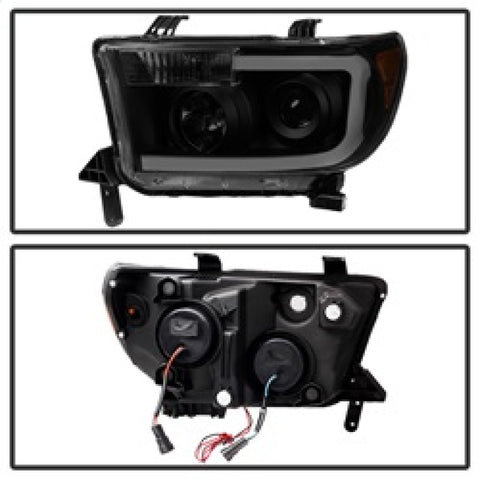 xTune Toyota Tundra 07-13 LED Light Bar Projector Headlights Black Smoked PRO-JH-TTU07-LED-BSM - 9030413