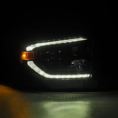 AlphaRex 14-21 Toyota Tundra LUXX-Series LED Proj Headlights Alpha-Blk w/Actv Light & Seq. Sig + DRL - 880836