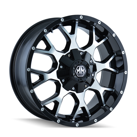 Mayhem 8015 Warrior 20x10 / 5x127 BP / -25mm Offset / 87mm Hub Black/Machined Face Wheel - 8015-2152B