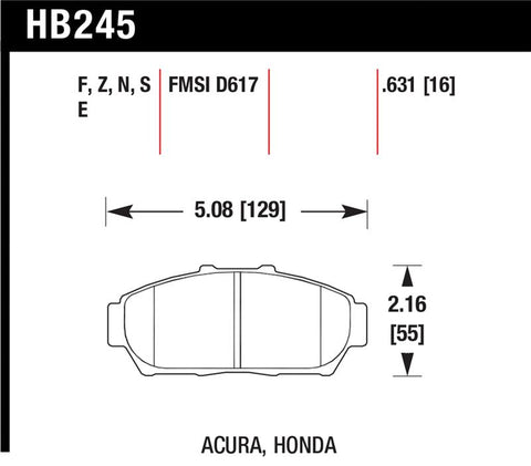 Hawk 94-01 Acura Integra (excl Type R)  DTC-60 Race Front Brake Pads - HB245G.631