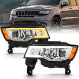 ANZO 2017-2018 Jeep Grand Cherokee Projector Headlights w/ Plank Style Switchback - Chrome w/ Amber - 111419