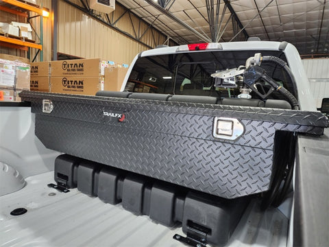 Titan Fuel Tanks Universal 90 Gallon L-Shaped Heavy Duty Transfer Tank (Non Nissan Cargo Box/RamBox) - 5015090