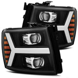 AlphaRex 07-13 Chevy 1500HD PRO-Series Proj Headlight Plank Style Matte Blk w/Activ Light/Seq Signal - 880205