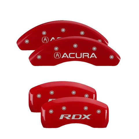 MGP 4 Caliper Covers Front Acura Rear RDX Red Finish Silver Characters (Req 18in+ Wheel) - 39024SRDXRD