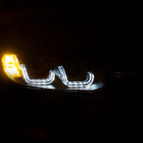 ANZO 2012-2015 BMW 3 Series Projector Headlights w/ U-Bar Black (HID Compatible) - 121506
