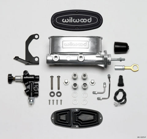 Wilwood HV Tandem M/C Kit w L/H Bracket & Prop Valve - 7/8in Bore Ball Burn.-W/Push - 261-13272-P
