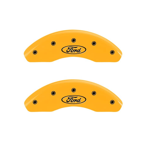 MGP 2 Caliper Covers Engraved Front Oval Logo/Ford Yellow Finish Blk Char 2004 Ford Focus - 10214FFRDYL