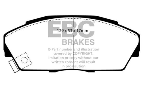 EBC 92-94 Acura Integra 1.7 Vtec Yellowstuff Front Brake Pads - DP4719/2R
