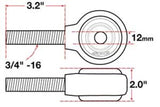 SPC Performance xAxis Sealed Flex Joint RH 3/4in-16x12mm BH x 2in W - 15732