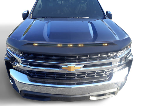 AVS 22-23 Chevy Silverado 1500 (Excl. ZR2/LT TB) Aeroskin Low Profile Hood Shield w/Lgt - Blk - 753168
