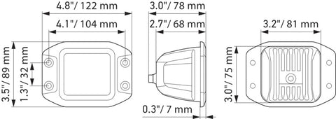 Hella Universal Black Magic 3.2in L.E.D. Cube Kit - Flood Beam (Flush Mount) - 358176831